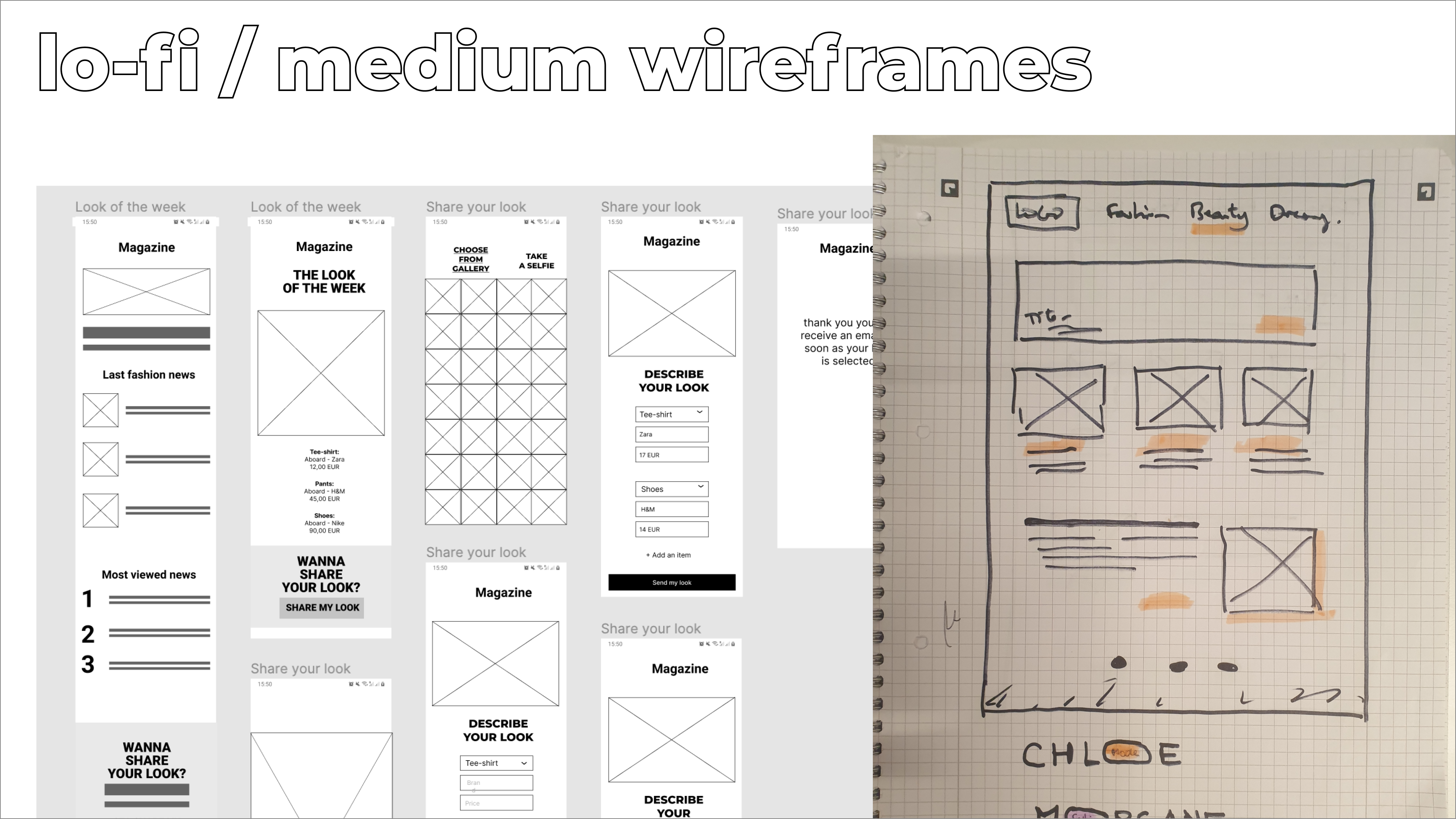 Medium wireframes