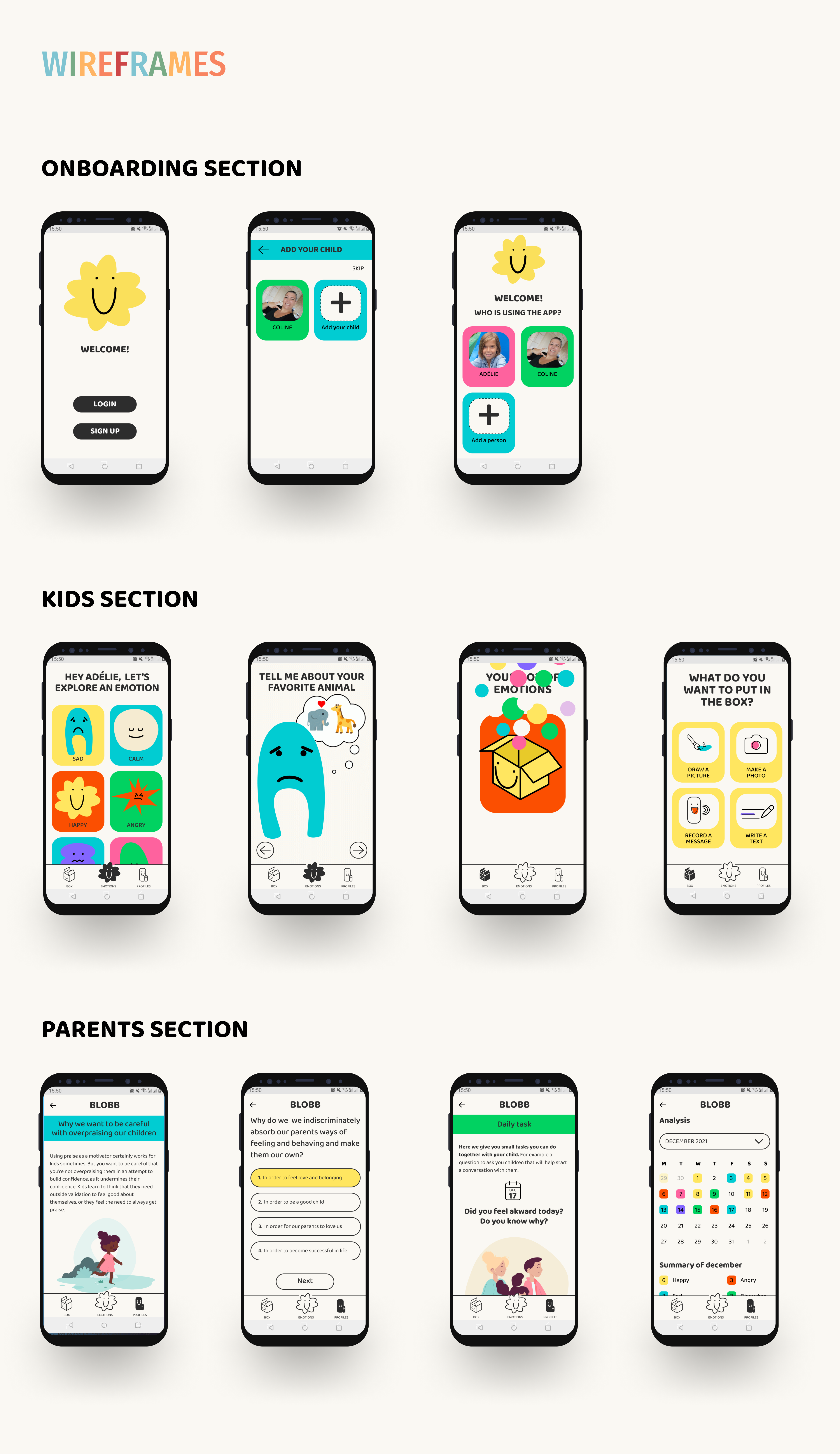 Hifi wireframes